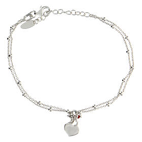 AMEN bracelet in 925 silver ruby ​​heart rhodium finish