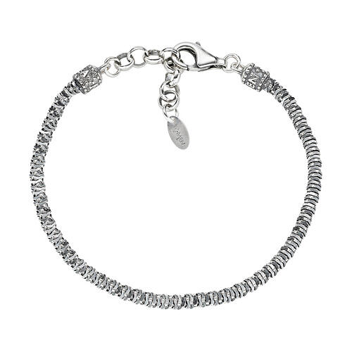 Amen men bracelet with spiral chain in burnished 925 silver 1