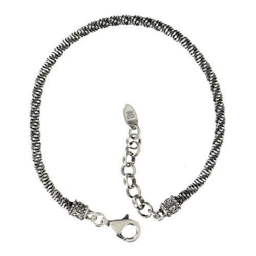 Amen men bracelet with spiral chain in burnished 925 silver 2