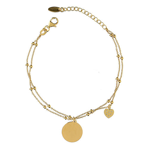 Doppelarmband Amen Lebensbaum Perlmutt Herz aus vergoldetem Silber 925 2