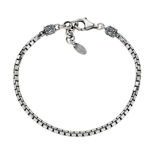 Men's bracelet by AMEN, box chain, burnished 925 silver 1