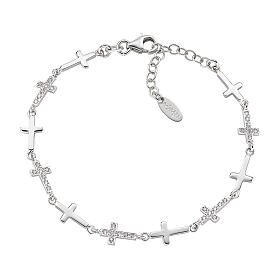 Armband Amen mit Kreuze weiße Zirkone und aus 925 Silber