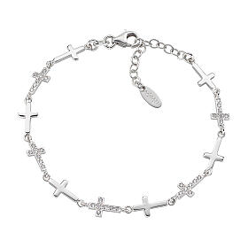 Amen bracelet with white zircon crosses in 925 silver