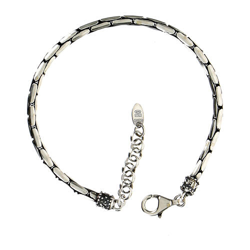 Amen men's bracelet, burnished silver elongated box chain 2