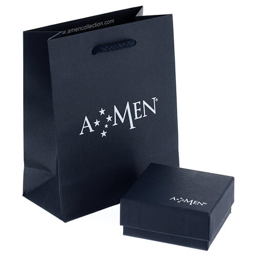 Amen men's bracelet, burnished silver elongated box chain 3