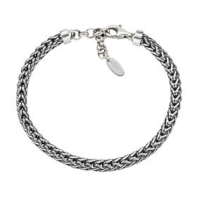 Men's silver bracelet Amen 925 burnished silver chain