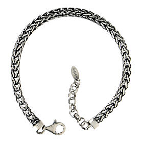 Men's silver bracelet Amen 925 burnished silver chain