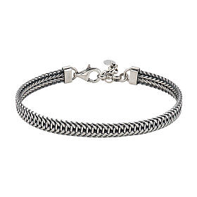 Amen flat chain men's bracelet in burnished 925 silver