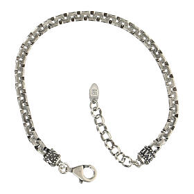 Amen interlocking chain bracelet in burnished 925 silver