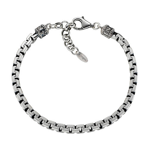 Amen interlocking chain bracelet in burnished 925 silver 1
