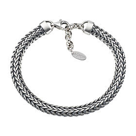Men's bracelet by AMEN, solid palma chain, burnished 925 silver