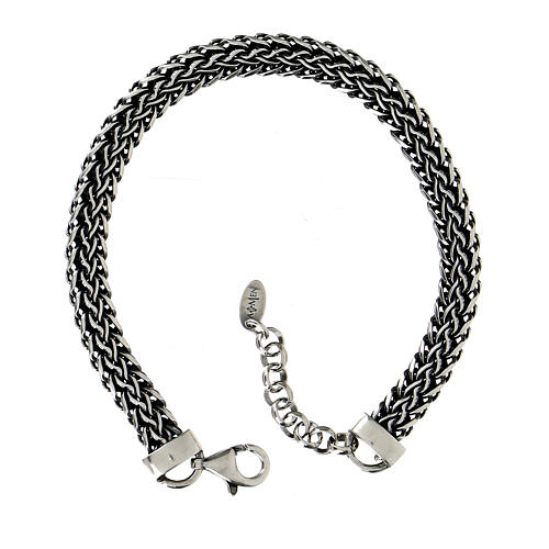 Men's bracelet by AMEN, solid palma chain, burnished 925 silver 2