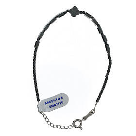 Bracciale grigio argento 925 rodiato decina croce XP ematite
