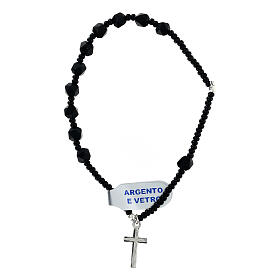 Bracciale vetro nero argento 925 grani sfaccettati 5 mm decina