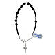 Single decade rosary bracelet with 0.02 in faceted beads, 925 silver and black glass s1