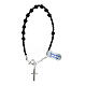 Single decade rosary bracelet with 0.02 in faceted beads, 925 silver and black glass s2