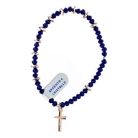 Single decade rosary bracelet with blue crystal, 0.012x0.024 in hematite beads and 925 silver