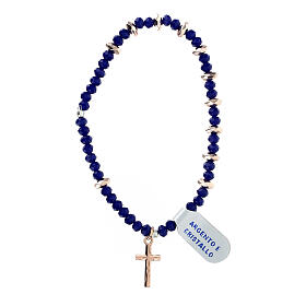 Single decade rosary bracelet with blue crystal, 0.012x0.024 in hematite beads and 925 silver