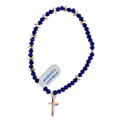 Single decade rosary bracelet with blue crystal, 0.012x0.024 in hematite beads and 925 silver 1