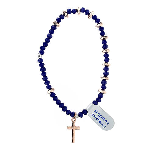 Single decade rosary bracelet with blue crystal, 0.012x0.024 in hematite beads and 925 silver 2