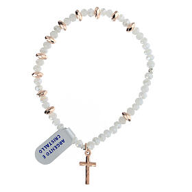 Single decade rosary bracelet with white crystal, 0.012x0.024 in hematite beads and 925 silver