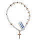Decade rosary bracelet white crystals hematite rose 3x6mm s1
