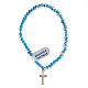 Pulseira dezena contas de cristal azul claro e hematita rosê 3x6 mm s1