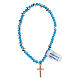 Decade rosary bracelet light blue hematite beads 3x6mm silver s2