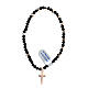 Elastic rosary bracelet hematite black crystal 925 silver 3x6 mm s1