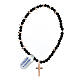 Elastic rosary bracelet hematite black crystal 925 silver 3x6 mm s2