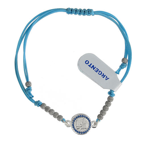 Blue rope bracelet with small angel, 925 silver 1