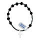 Bracelet with 0.016x0.016 in black frosted glass beads and 925 silver cut-out cross s1