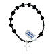 Bracelet with 0.016x0.016 in black frosted glass beads and 925 silver cut-out cross s2