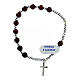 Bracciale decina argento grani legno mogano 6 mm s1