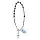 Single decade rosary bracelet with 0.012 in wood beads and 925 silver cross s1
