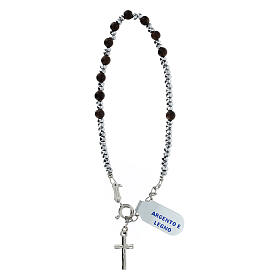 Pulseira dezena madeira 3 mm e prata 925