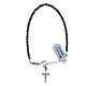 Rosary bracelet faceted black gray hematite beads 3 mm silver cross s1