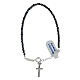 Rosary bracelet faceted black gray hematite beads 3 mm silver cross s2