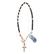 Rosary bracelet with grey and rosé hematite beads and silver cross s1