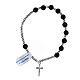 Bracciale lava vulcanica grigia argento 925 rosario croce ematite s1