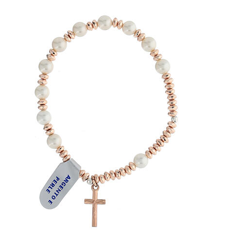 Bracelet bicolore nacre hématite rosée et argent 925 1