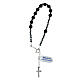 One-decade rosary bracelet cross in rhodium-plated 925 silver volcanic lava adjustable s1