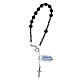 One-decade rosary bracelet cross in rhodium-plated 925 silver volcanic lava adjustable s2