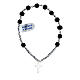 Elastic bracelet with 925 silver cut-out cross and 0.016x0.016 in black glass beads s1