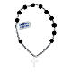 Elastic bracelet with 925 silver cut-out cross and 0.016x0.016 in black glass beads s2