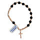 Elastic bracelet with rosé 925 silver cross and 0.024 in volcanic lava beads s2