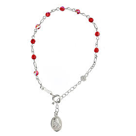 Rosenkranz-Armband Heilige Rita aus 925er Silber mit rotem Kristall