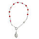 Single decade rosary bracelet of Saint Rita, 925 silver and red crystal s1