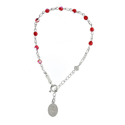 Pulseira terço Santa Rita prata 925 e cristal vermelho 2