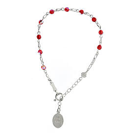 Saint Rita rosary bracelet 925 silver red crystal 